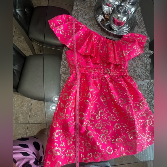 Lilly Pulitzer Pink and Gold Floral Dress - Picture 5 of 6